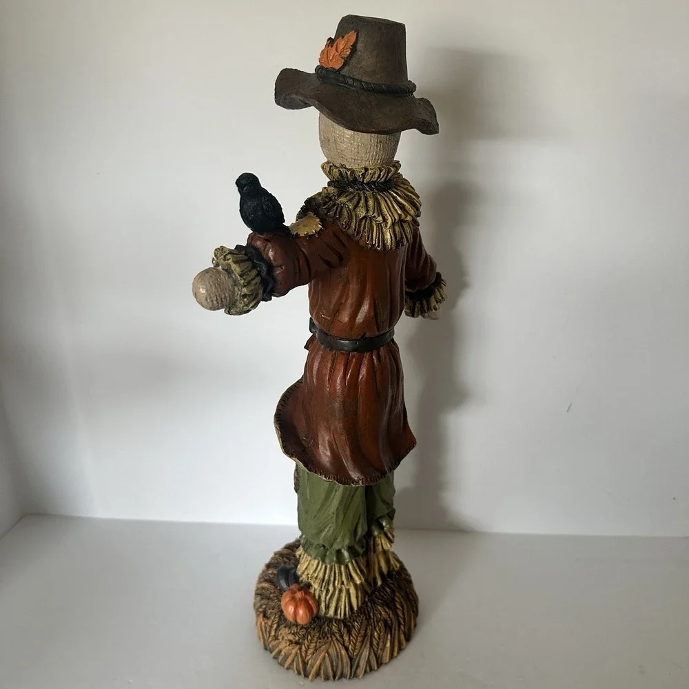 Neck of the Woods Scarecrow Statue Crow Pumpkin Fall Harvest Halloween Decor 17